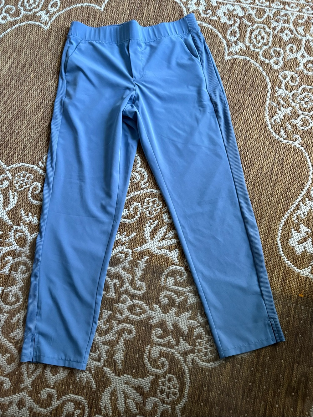 RBX womens quick dry active straight leg pull on elastic waist light blue pant M